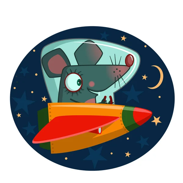 Rata Linda Cohete Espacial — Vector de stock