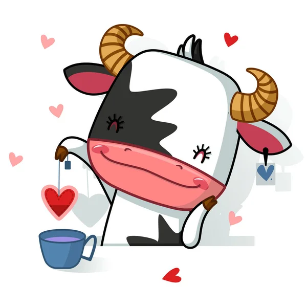 Roztomilý Býk Dělá Lásku Vektor — Stockový vektor