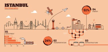 Istanbul şehir düz tasarım altyapı Infographic şablonu