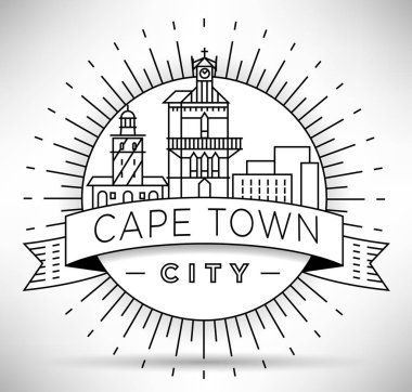 Doğrusal en az şehir manzarası ile tipografik tasarım, Capetown