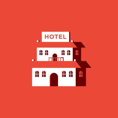 Kırmızı zemin üzerine bina otel