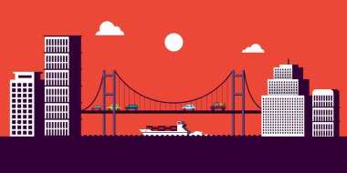 New York city Köprüsü ve evler 