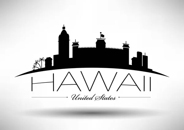 Diseño Gráfico Vectorial Del Horizonte Ciudad Hawaii — Archivo Imágenes Vectoriales