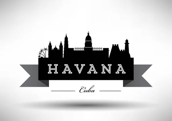 Diseño Gráfico Vectorial Del Horizonte Ciudad Habana — Vector de stock