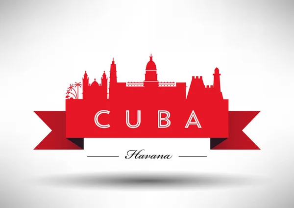 Conception Graphique Vectorielle Ville Skyline Cuba — Image vectorielle