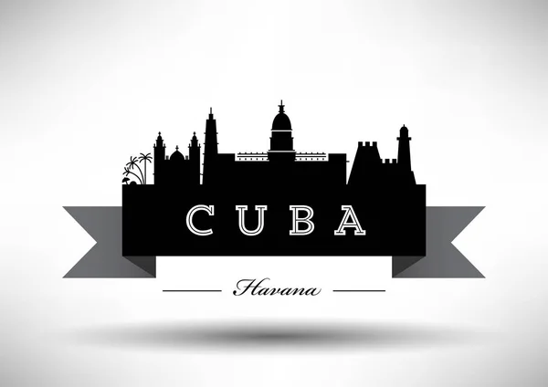 Diseño Gráfico Vectorial Del Horizonte Urbano Cuba — Archivo Imágenes Vectoriales