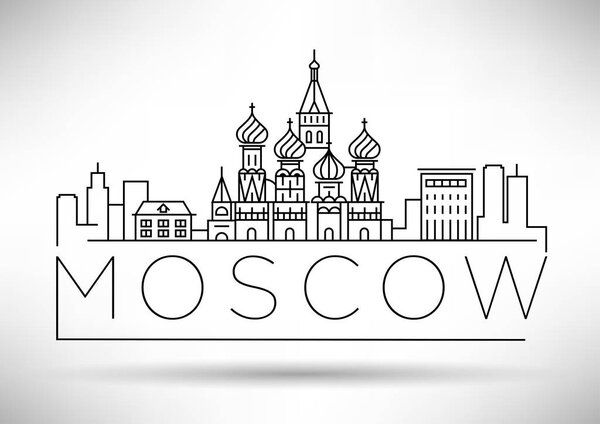 Minimal city linear skyline with typographic design, Moscow city