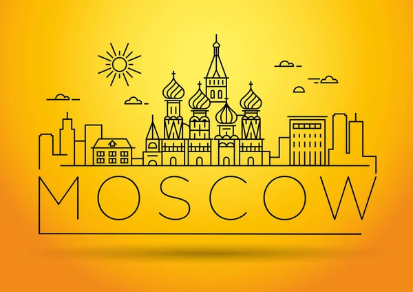 Lineaire Skyline Van Minimale Stad Met Typografisch Ontwerp Moskou Stad — Stockvector