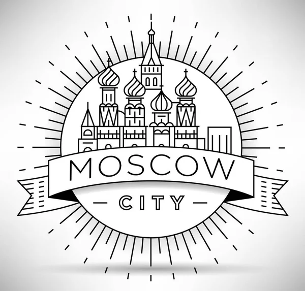 Minimal City Linear Skyline Typographic Design Moscow City — Stock Vector