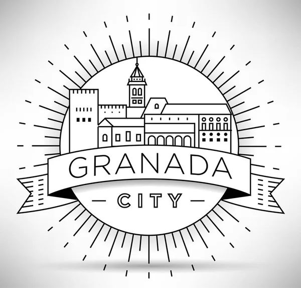Ciudad Minimalista Horizonte Lineal Con Diseño Tipográfico Granada — Archivo Imágenes Vectoriales