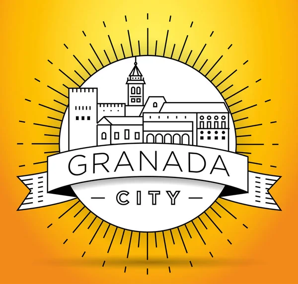 Ciudad Minimalista Horizonte Lineal Con Diseño Tipográfico Granada — Vector de stock