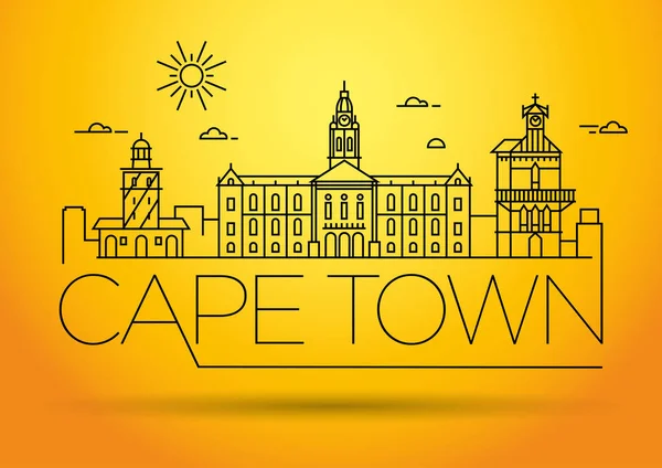 Skyline Lineare Della Città Minimale Con Design Tipografico Capetown — Vettoriale Stock