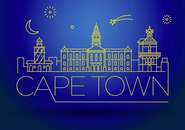 Minimal City Linear Skyline Typographic Design Capetown — Stock Vector