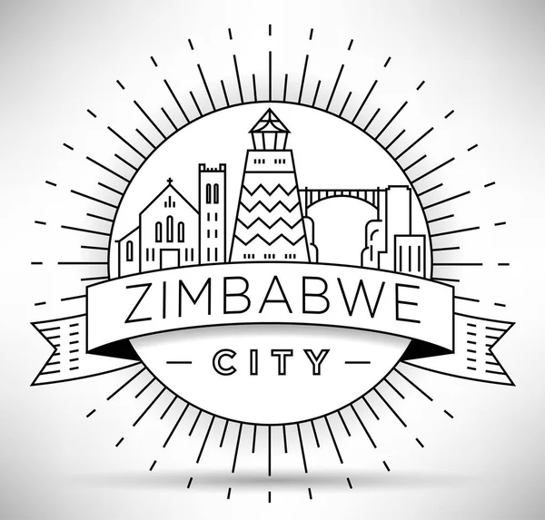 Minimale Stadt Lineare Skyline Mit Typografischem Design Zimbabwe — Stockvektor
