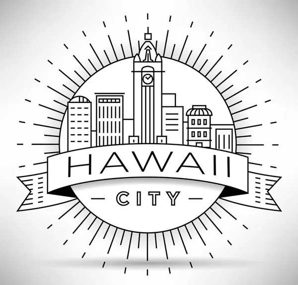 最小城市线性天际线与排版设计 夏威夷 — 图库矢量图片