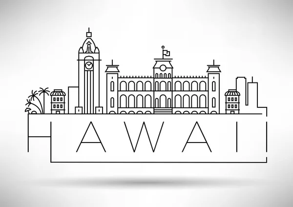 Minimal City Linear Skyline Typographic Design Hawaii — Stock Vector