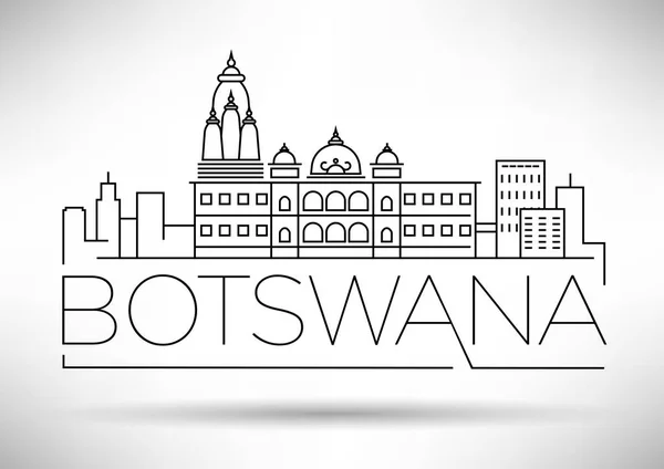 最小城市线性天际线与排版设计 博茨瓦纳 — 图库矢量图片