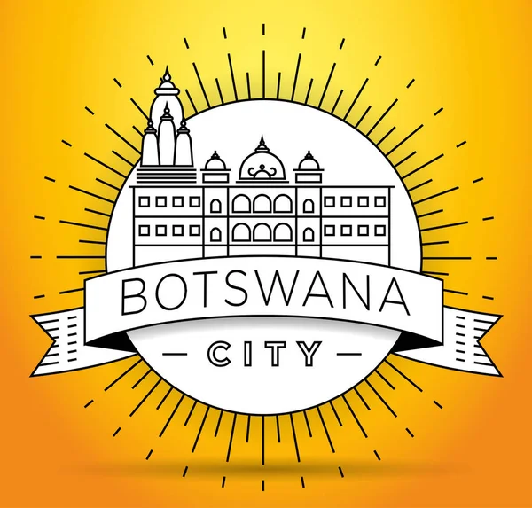 Lineaire Skyline Van Minimale Stad Met Typografisch Ontwerp Botswana — Stockvector