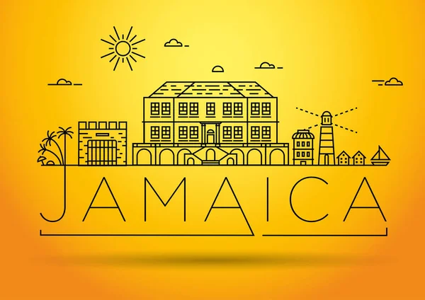 Skyline Linear Cidade Mínima Com Design Tipográfico Jamaica — Vetor de Stock