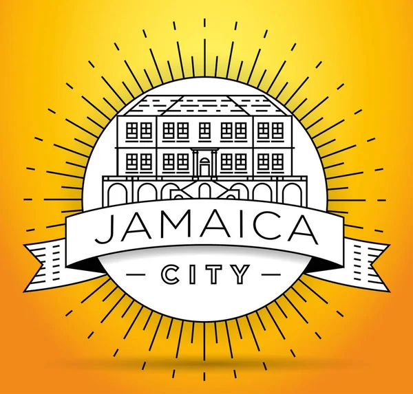 最小城市线性天际线与排版设计 牙买加 — 图库矢量图片
