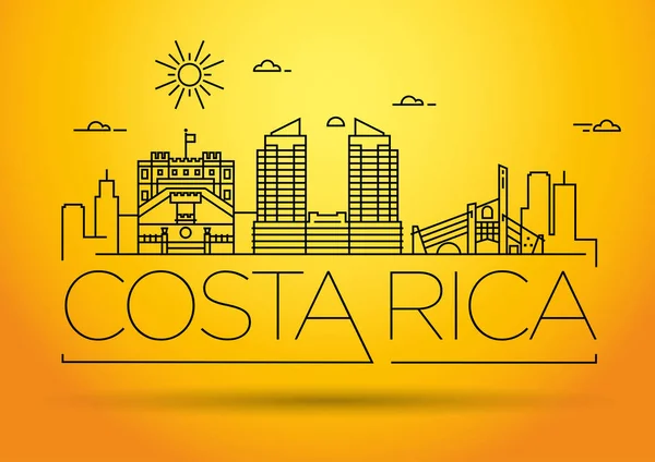 Ciudad Minimalista Horizonte Lineal Con Diseño Tipográfico Costa Rica — Vector de stock