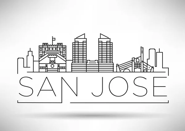 Skyline Linear Cidade Mínima Com Design Tipográfico San Jose — Vetor de Stock