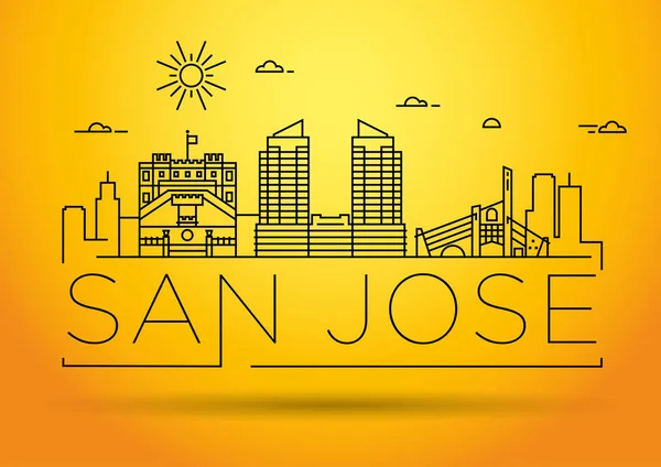 Skyline Linear Cidade Mínima Com Design Tipográfico San Jose — Vetor de Stock