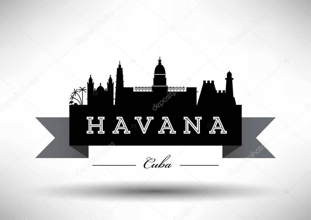 Vector graphic design of city skyline, Havana
