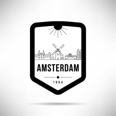 Doğrusal en az şehir manzarası ile tipografik tasarım, Amsterdam 