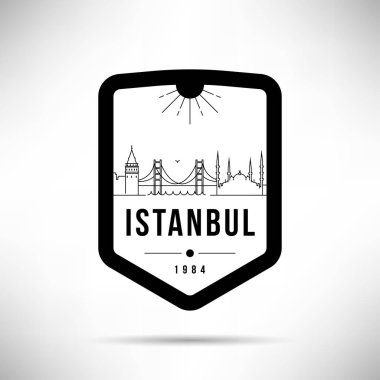 Doğrusal en az şehir manzarası ile tipografik tasarım, Istanbul 