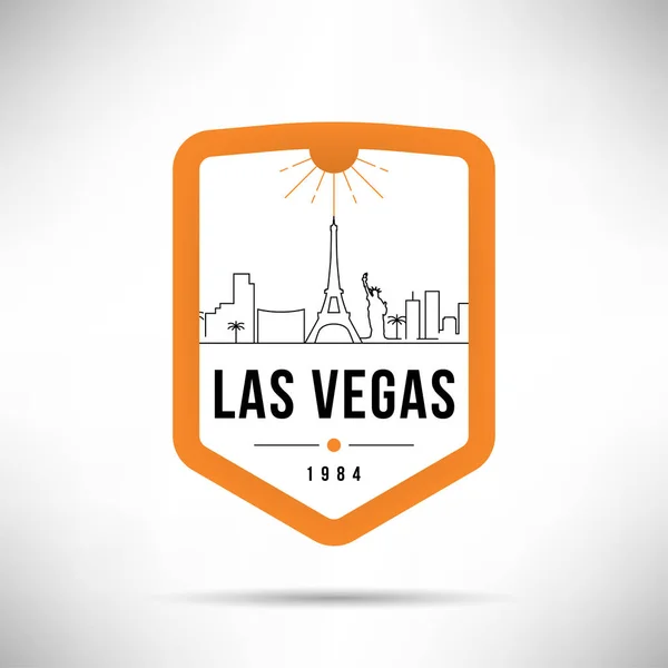 Ciudad Minimalista Horizonte Lineal Con Diseño Tipográfico Las Vegas — Vector de stock