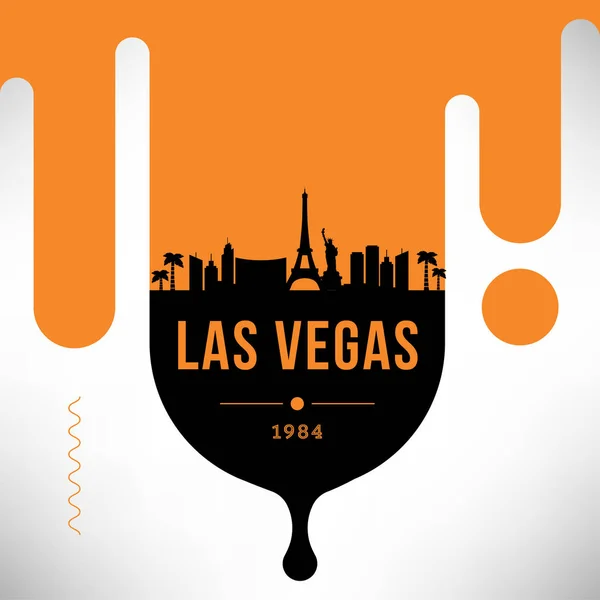 Tipografik Tasarım Las Vegas Ile Çok Şehir Doğrusal Manzarası — Stok Vektör