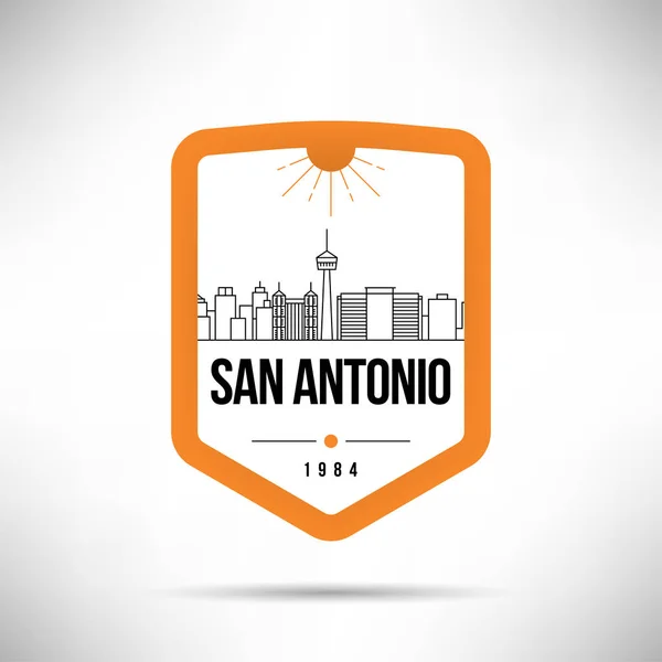 Minimalne Panoramę Liniowy Projekt Typograficzny San Antonio — Wektor stockowy