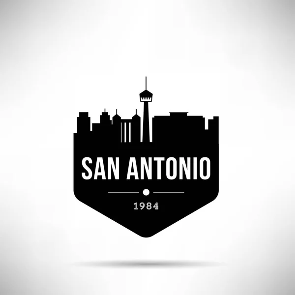 Tipografik Tasarım San Antonio Ile Çok Şehir Doğrusal Manzarası — Stok Vektör