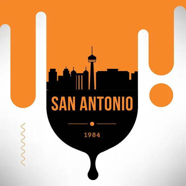 Minimální Lineární Panorama Typografickým Designem San Antonio — Stockový vektor