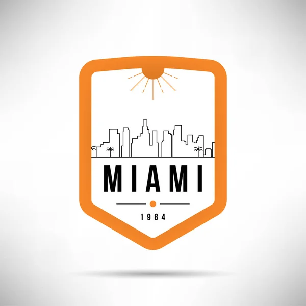 Skyline Lineare Minimale Della Città Con Design Tipografico Miami — Vettoriale Stock