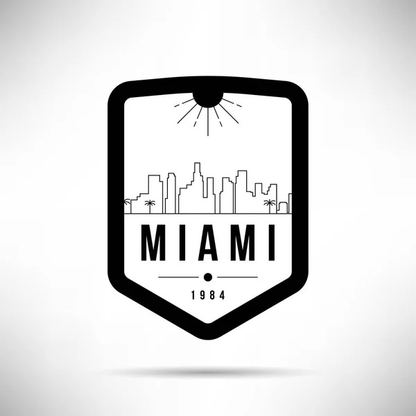Skyline Linear Cidade Mínima Com Design Tipográfico Miami —  Vetores de Stock