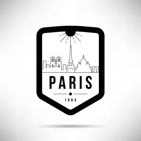 Minimal Linjär Stadssilhuetten Med Typografisk Design Paris — Stock vektor