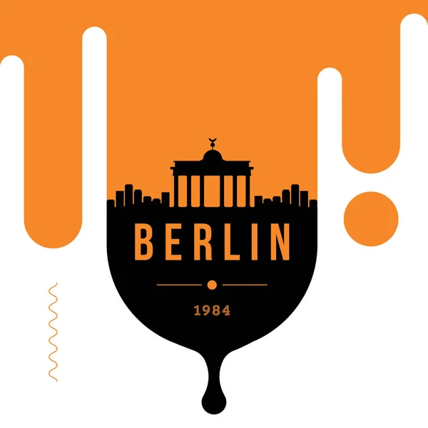 Minimal City Linear Skyline Typographic Design Berlin — Stock Vector