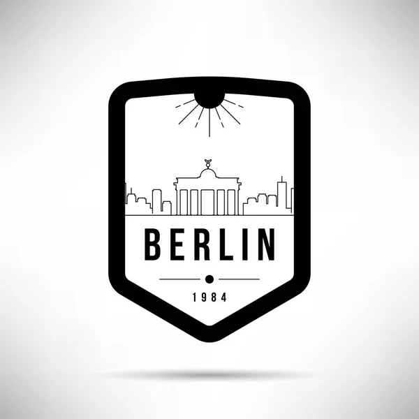 Skyline Linéaire Ville Minime Avec Design Typographique Berlin — Image vectorielle