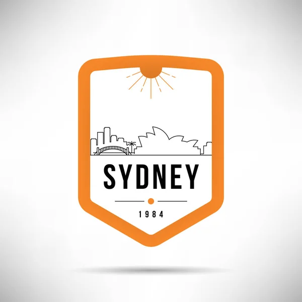 Skyline Lineal Ciudad Mínima Con Diseño Tipográfico Sydney — Archivo Imágenes Vectoriales