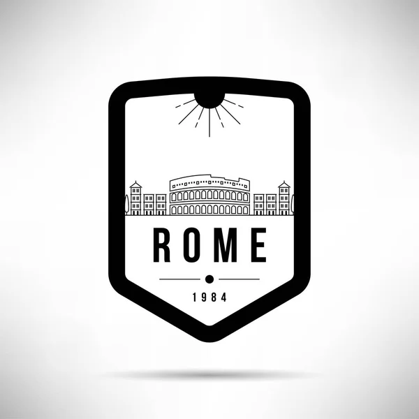 Skyline Linéaire Ville Minime Avec Design Typographique Rome — Image vectorielle