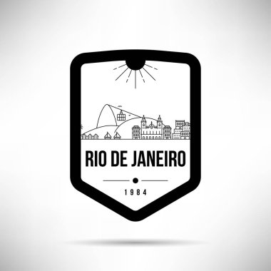 Doğrusal en az şehir manzarası ile tipografik tasarım, Rio de Janeiro 