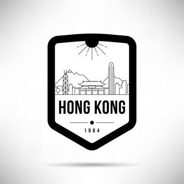 Doğrusal en az şehir manzarası ile tipografik tasarım, Hong Kong