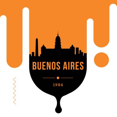 Doğrusal en az şehir manzarası ile tipografik tasarım, Buenos Aires 