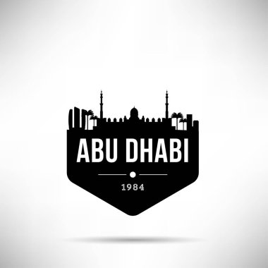 Doğrusal en az şehir manzarası ile tipografik tasarım, Abu Dabi 