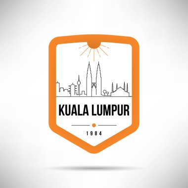 Doğrusal en az şehir manzarası ile tipografik tasarım, Kuala Lumpur