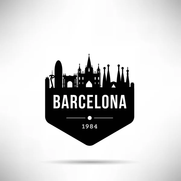 Skyline Lineare Della Città Minimale Con Design Tipografico Barcellona — Vettoriale Stock