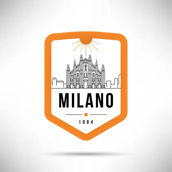 Tipografik Tasarım Milano Ile Çok Şehir Doğrusal Manzarası — Stok Vektör