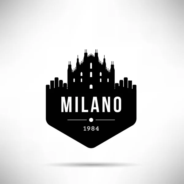 Minimale Stadt Lineare Skyline Mit Typografischem Design Milano — Stockvektor